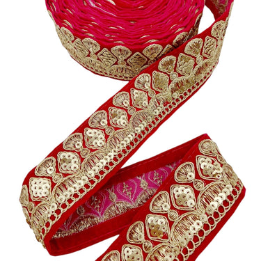Velvet Embroidered Sequins Trim Indian Sari Border, Sequin Trimming, Sequinned Lace